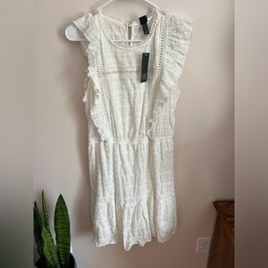 Wild Fable - A-Line Crew Neck Ruffle White Dress